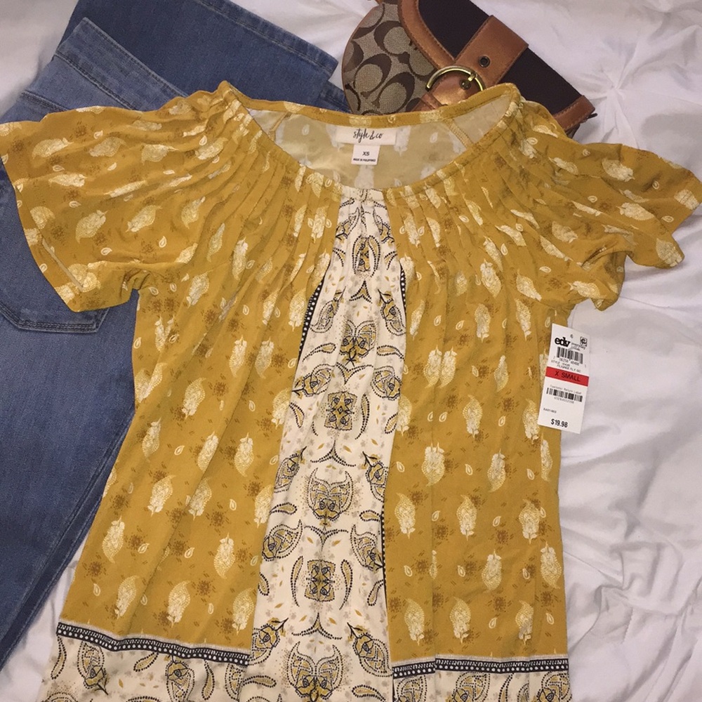 Style & Co Flutter Paisley Shirt Sz XS NWT